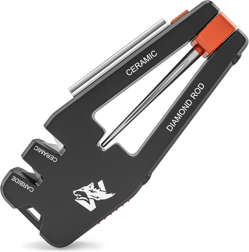 ODENWOLF Blade Professor - Pocket Knife Sharpener - 7 in 1 Portable Handheld Tool with Tungsten Ceramic and Diamond Rods - Compact Portable Knife Sharpener for Hunting, Camping and EDC - Image 1